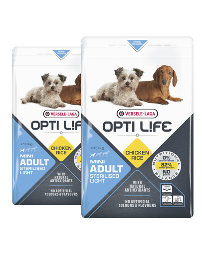 VERSELE LAGA Opti Life Adult Light Mini nutukusiems mažų veislių šunims 15 kg (2 x 7,5 kg)