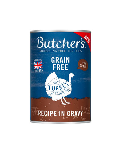 BUTCHER'S Original Recipe in Gravy, maistas šunims, kalakutienos gabaliukai padaže, 400g