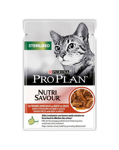 PURINA PRO PLAN Sterilised su jautiena sterilizuotoms katėms 26 x 85 g