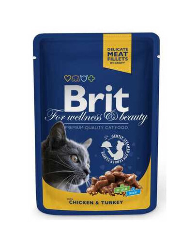 BRIT Premium Cat Adult paketėliai su padažu katėms 24 x 100 g