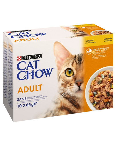 PURINA CAT CHOW Adult Multipack su vištiena ir cukinija 10x85 g