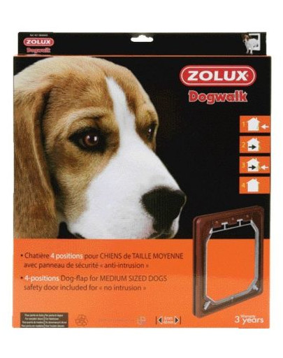 Zolux 4 pozicijų durų landa vidutinio dydžio šunims spalva ruda