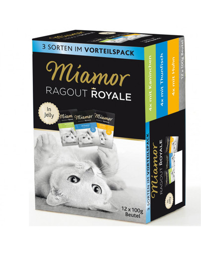 MIAMOR Ragout Royale Multibox 12 x 100 g Žuvyčių ir mėsos skonio drėgnas kačių ėdalas