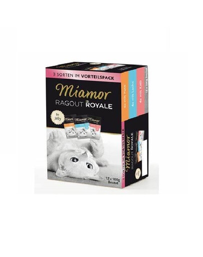 MIAMOR Ragout Royale Multibox 12 x 100 g kalakutiena, lašiša, elniena drebučiuose