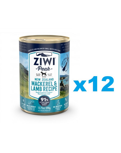 ZIWIPEAK Dog Mackerel&Lamb Skumbrė ir ėriena 12 x 390 g