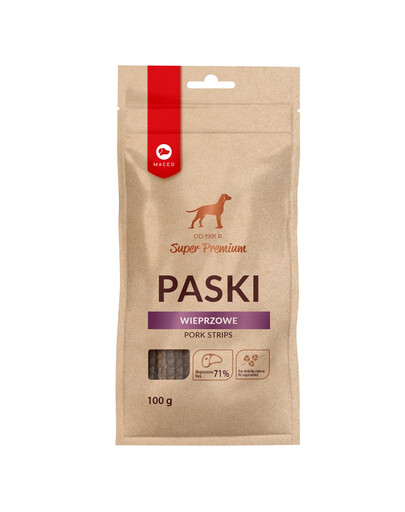 MACED Super Premium skanėstas šunims kiaulienos juostelės 100g