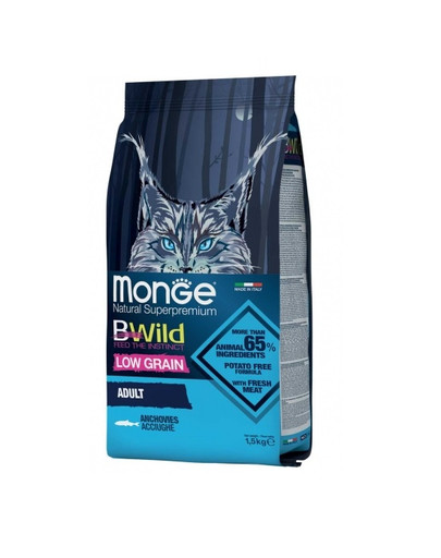 MONGE BWild  Anchois maistas suaugusioms katėms su šprotais 1,5 kg