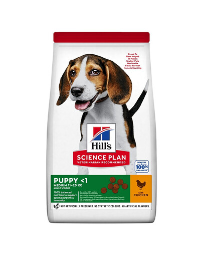 HILL'S Science Plan Canine Puppy Medium Chicken 18 kg vidutinių veislių šunų maistas vištiena