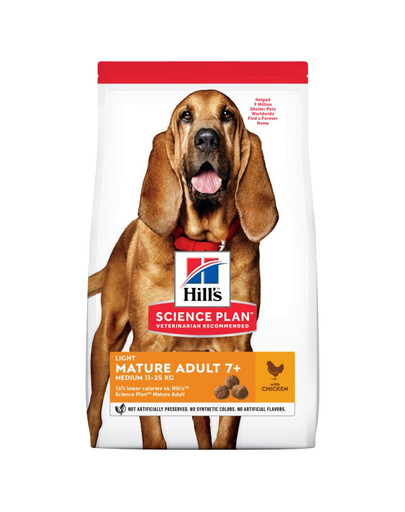 HILL'S Science Plan 7+ Dog Mature Light Medium Chicken vyresniems šunims