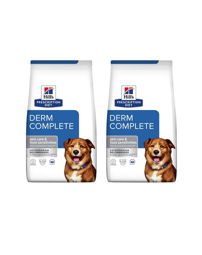 HILL'S Prescription Diet Canine Derm Complete šunų odą stiprinantis ėdalas 24 kg (2x12 kg)