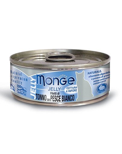 MONGE Jelly kačių maistas su tunu ir balta žuvimi 80 g