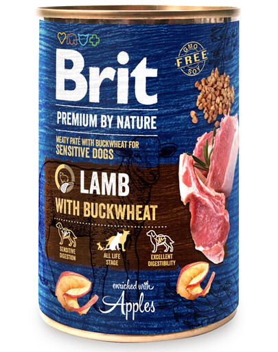 BRIT Premium by Nature 12 x 400 g ėrienos ir grikių drėgnas ėdalas šunims