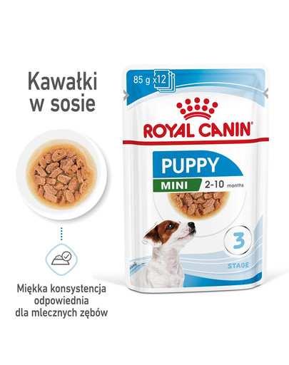 ROYAL CANIN Mini puppy 48x85 g šlapias maistas padaže mažų veislių šuniukams iki 10 mėnesių