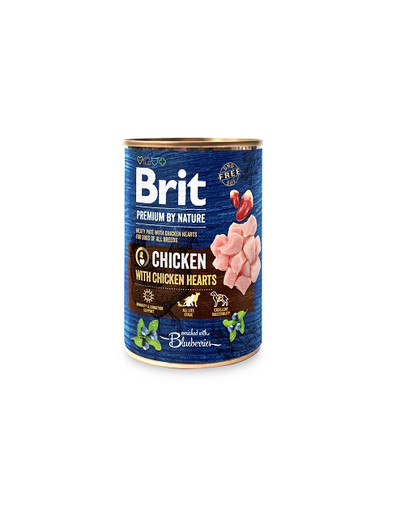 BRIT Premium by Nature Chicken&Hearts 12 x 400 g šlapias maistas šuniui su vištiena