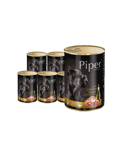 DOLINA NOTECI PIPER su vištienos širdelėmis ir ryžiais drėgnas ėdalas suaugusiems šunims 24x400 g