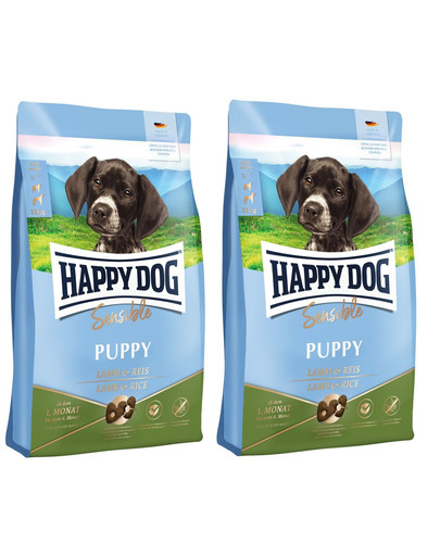 HAPPY DOG Sensible Puppy Lamm 20 (2 x 10 kg) šuniukams - ėriena su ryžiais