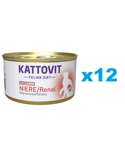 KATTOVIT Feline Diet Niere/Renal Lamb su ėriena 12 x 85 g