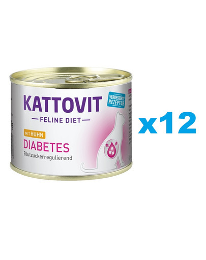 KATTOVIT Feline Diet Diabetes Vištiena 12 x 185 g