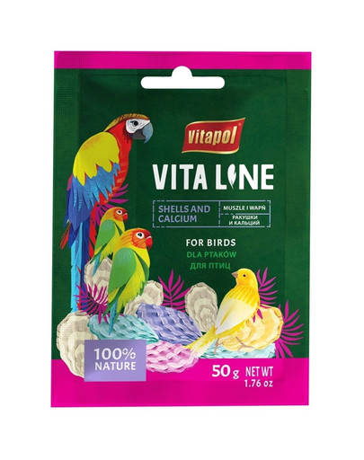 VITAPOL VITALINE Shells&Lime papildas paukščiams kriauklelės+kalcis 50 g