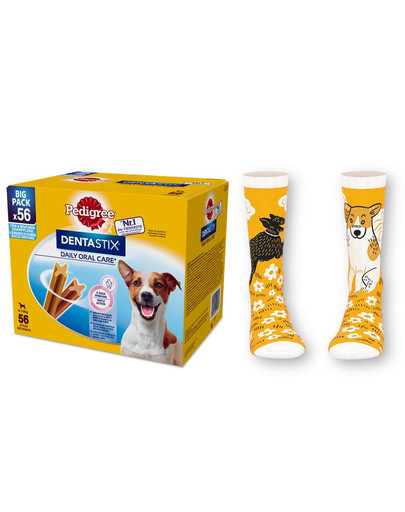 Pedigree Dentastix mažų veislių šunims 8 X 110 g + PEDIGREE kojinės
