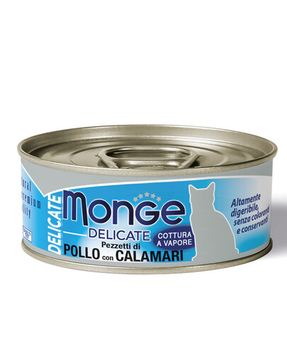 MONGE Delicate Kačių maistas Vištiena su kalmarais 80 g