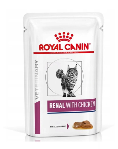 ROYAL CANIN Renal Feline vištiena 48 x 85 g drėgno ėdalo lėtiniu inkstų nepakankamumu sergančioms katėms