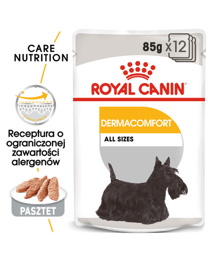 ROYAL CANIN Dermacomfort šlapias maistas- paštetas suaugusiems šunims, kurių oda jautri ir linkusi dirginti 24 x 85 g