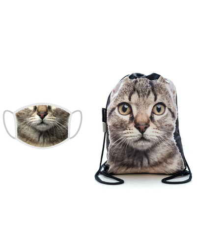 FERA Apsauginė kaukė "Cat + Printed Bag" kuprinė