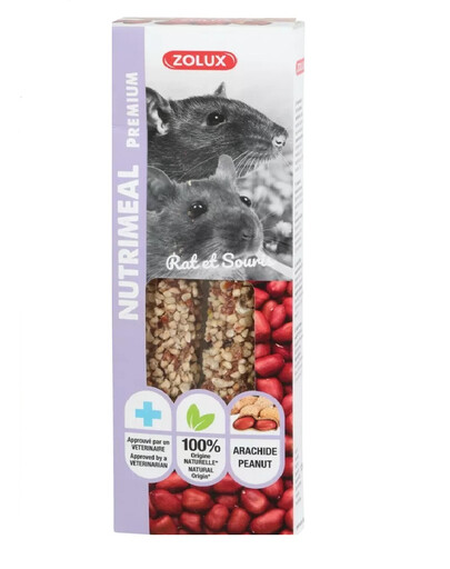 ZOLUX NUTRIMEAL3 Lazdelės su riešutais arach žiurkė pelė 125g