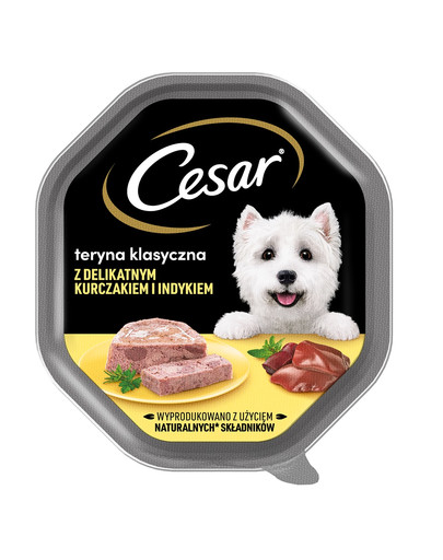 CESAR dėklas 14x150 g drėgno visaverčio ėdalo suaugusiems šunims su švelnia vištiena ir kalakutiena