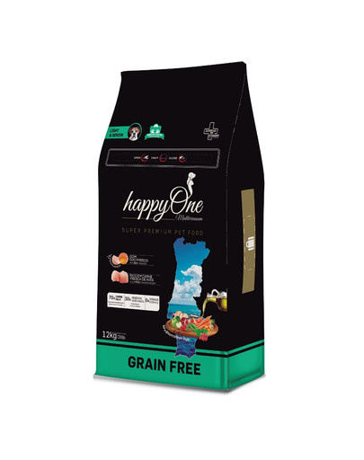 HappyOne Grain-Free Mediterraneum Light & Senior SUPER PREMIUM sausas maistas šunims 12 kg