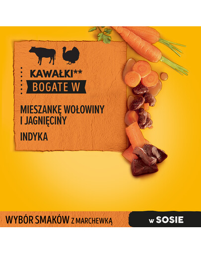 PEDIGREE Adult jautiena, ėriena, kalakutiena, morkos 4x100g šlapias maisto suaugusiems šunims