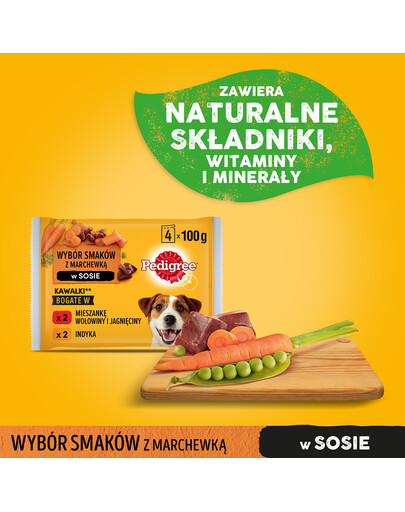PEDIGREE Adult jautiena, ėriena, kalakutiena, morkos 4x100g šlapias maisto suaugusiems šunims