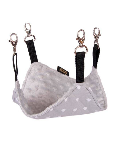 LAUREN DESIGN Hamakas graužikams širdelės ir pilkas minky 20 x 20 cm