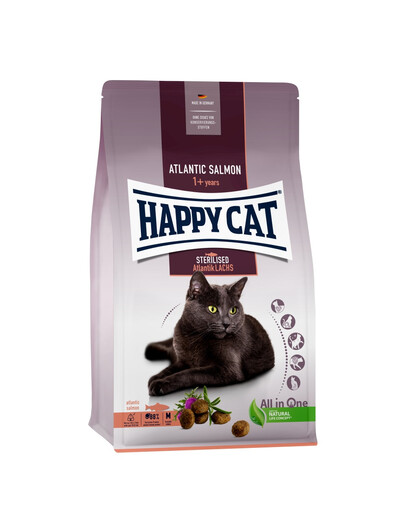 HAPPY CAT Sterilised Atlanto lašiša 10 kg kastruotoms katėms
