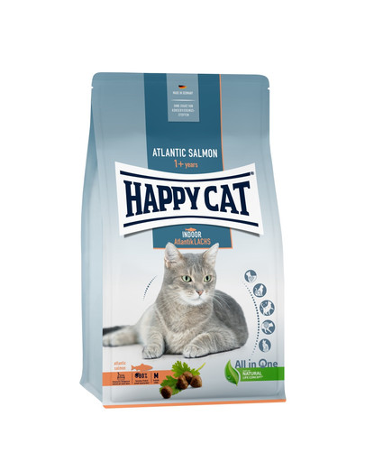 HAPPY CAT Indoor Atlanto lašiša 4 kg katėms neišeinantiems iš namų