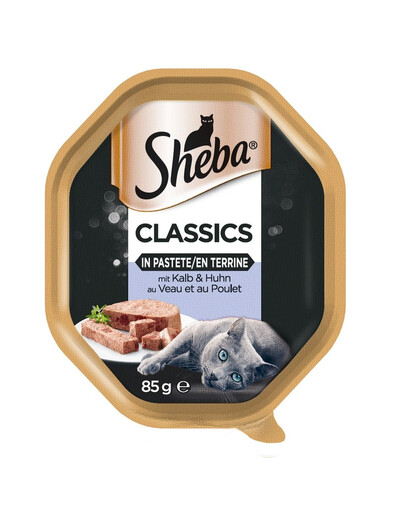SHEBA Classics 85 g su veršiena ir vištiena - drėgnas paštetas katėms
