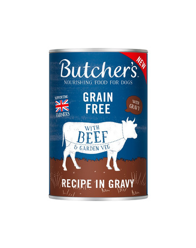 BUTCHER'S Original Recipe in Gravy, maistas šunims, jautienos gabaliukai padaže, 400g