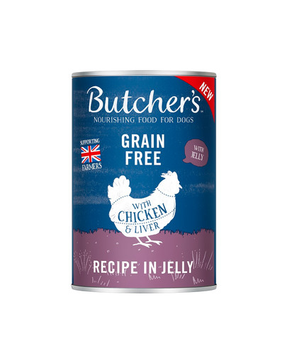 BUTCHER'S Original Recipe in Jelly, maistas šunims, vištienos gabalėliai drebučiuose, 400g