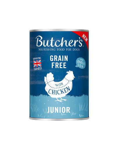 BUTCHER'S Original Junior, maistas šunims, vištienos gabalėliai drebučiuose, 400g