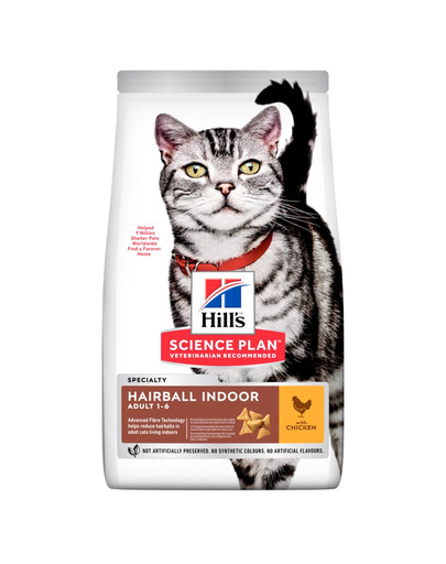 HILL'S Sacience Plan Feline Adult "HBC for indoor cats" Chicken kačių ėdalas 10 kg