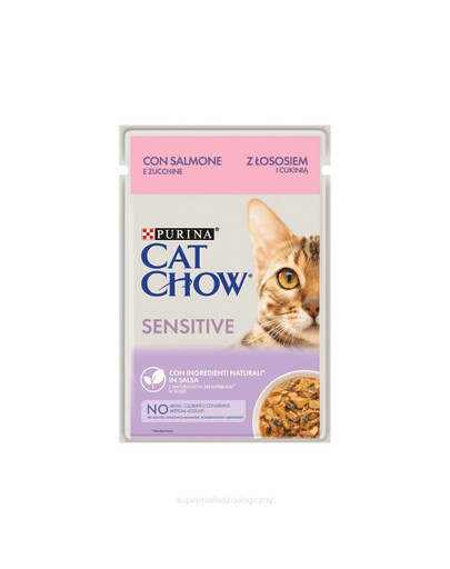 CAT CHOW Sensitive Lašiša ir cukinija padaže 85 g