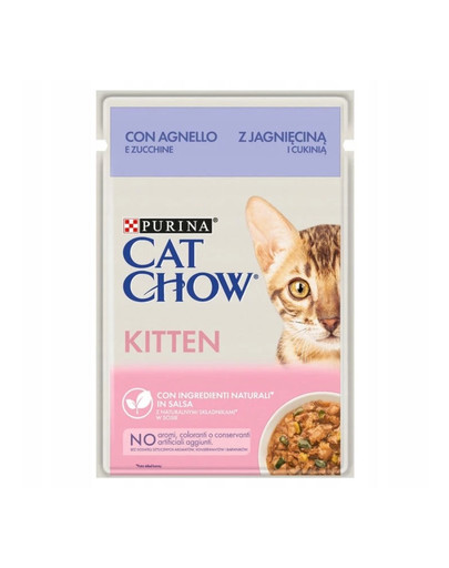 CAT CHOW Kitten Kačiukų ėdalas ėriena ir cukinija padaže 85 g