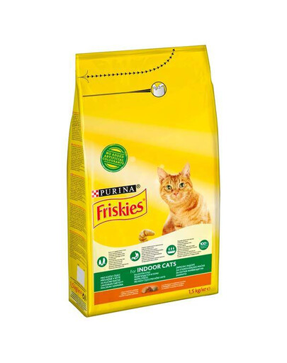 FRISKIES Indoor Sausas kačių maistas su vištiena ir daržovėmis 1,5 kg