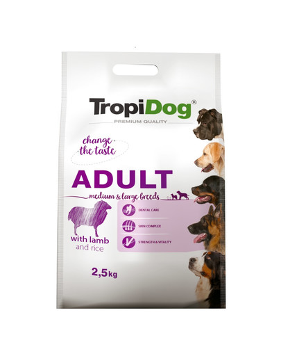 TROPIDOG Premium Adult S Lamb&Rice 2,5kg sausas maistas mažų veislių šunims aviena ir ryžiai