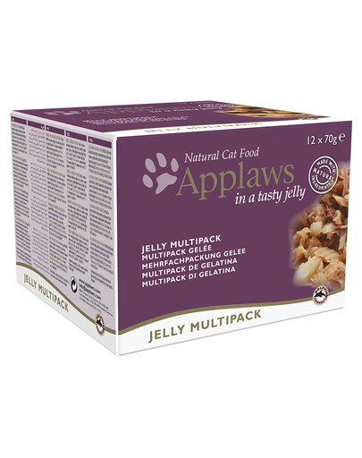 APPLAWS Cat Tin Multipack 12 x 70 g Jelly Selection kačių šlapias maistas skonių mišinis su žuvimi ir vištiena