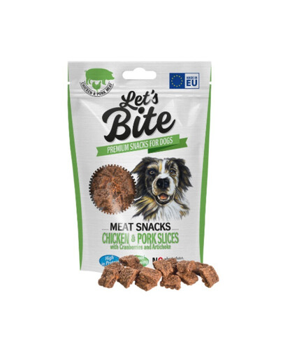 BRIT Let’s Bite Meat Snacks 80g vištienos ir kiaulienos skanėstai šunims