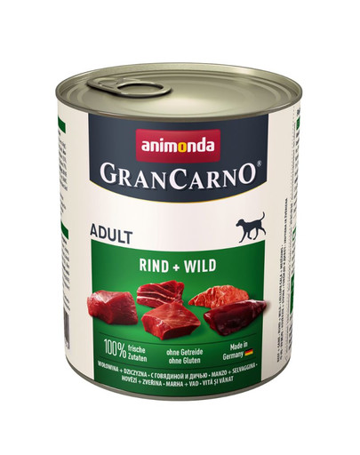 Animonda Grancarno Adult 800 g suaugusių šunų konservai su jautiena ir žvėriena