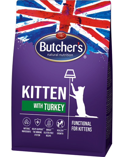BUTCHER'S Functional Cat Dry Junior su kalakutiena 800 g