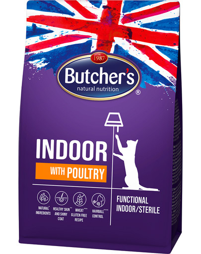 BUTCHER'S Functional Cat Dry Indoor su paukštiena 800 g